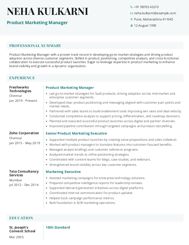 Product Marketing Manager Resume format in Word - Free Download